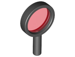 Minifigure, Utensil Magnifying Glass with Trans-Red Lens (Alpha Team): {черен}