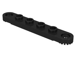 Technic, Plate 1 x 6 with Toothed Ends : {черен}
