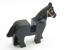 Horse with Black Eyes Circled with White, Brown Bridle Pattern: {черен}