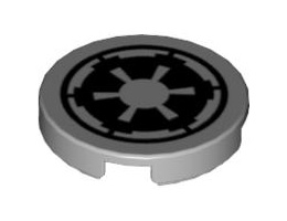 Tile, Round 2 x 2 with SW Imperial Logo Pattern: {умерено каменно сив}