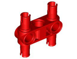 Technic, Pin Connector Perpendicular 3L with 4 Pins: {ярко червен}
