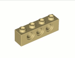 Техническа тухличка 1X4, Ø4.9 : {тухлено жълт}