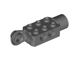 Technic, Brick Modified 2 x 3 with Pin Holes, Rotation Joint Ball Half (Vertical Side), Rotation Joint Socket: {тъмно каменно сив}