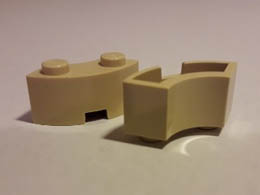 Brick, Round Corner 2 x 2 Macaroni with Stud Notch: {тухлено жълт}