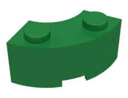 Brick, Round Corner 2 x 2 Macaroni with Stud Notch: {тъмно зелен}