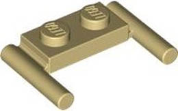 Plate, Modified 1 x 2 with Bar Handles - Flat Ends, Low Attachment: {тухлено жълт}
