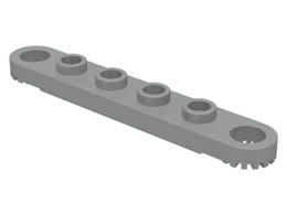 Technic, Plate 1 x 6 with Toothed Ends : {сив}