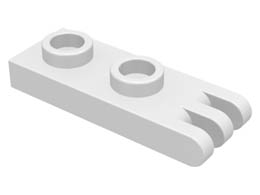 Hinge Plate 1 x 2 with 3 Fingers - Hollow Studs : {бял}
