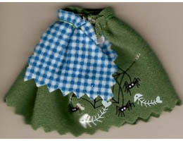 Belville, Clothes Skirt Long, Spiders, Web and Fishbones Pattern with Blue and White Check Apron: {земно зелен}
