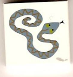 Tile 2 x 2 with Groove with Curled Snake Pattern: {бял}