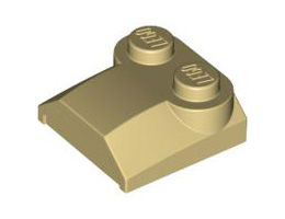 Slope, Curved 2 x 2 x 2/3 with Two Studs and Curved Sides, Lip End: {тухлено жълт}