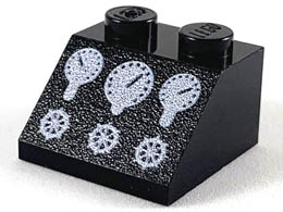 Slope 45 2 x 2 with 3 Gauges and 3 Knobs Pattern : {черен}