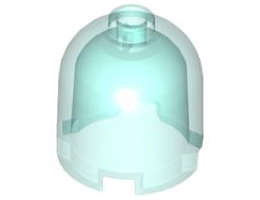 Brick, Round 2 x 2 x 1 2/3 Dome Top - Blocked Open Stud: {прозрачно светло син}