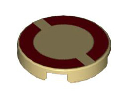 Tile, Round 2 x 2 with Dark Red SW Semicircles Pattern: {тухлено жълт}
