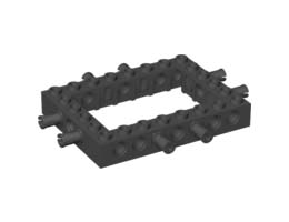 Technic, Brick 6 x 8 Open Center with 2 Fixed Rotatable Friction Pins on 3 Sides: {черен}