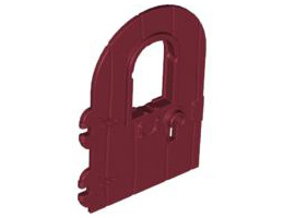 Door 1 x 4 x 6 Round Top with Window and Keyhole, Nonreinforced Edge: {нов тъмно червен}