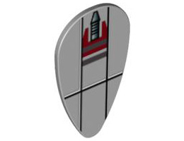 Minifigure, Shield Ovoid with SW Small Rocket at Top Pattern: {умерено каменно сив}