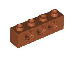 Техническа тухличка 1X4 Ø4,9: {тъмно оранжев}
