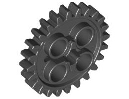 Technic, Gear 24 Tooth (2nd Version - 1 Axle Hole): {черен}