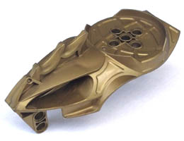 Bionicle Visorak Head with 7 Pin Holes and Axle Hole (Keelerak): {метално пясъчно-жълт}