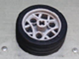 Wheel 36.8 x 14 ZR with Axle Hole, 3 Pin Holes, and Black Rubber Tire Glued On: {умерено каменно сив}