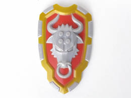 Large Figure Shield, 2 x 2 Brick Relief, Bull with Red and Metallic Gold Pattern: {сребрист}