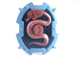 Large Figure Shield, 2 x 2 Brick Relief, Snake with Black and Sand Blue Pattern: {медно метален}