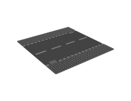 Baseplate, Road 32 x 32 6-Stud Straight with White Dashed Lines and Storm Drain Pattern: {тъмно каменно сив}