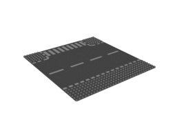 Baseplate, Road 32 x 32 6-Stud T Intersection with White Dashed Lines and Crosswalk Pattern: {тъмно каменно сив}