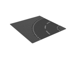 Baseplate, Road 32 x 32 6-Stud Curve with White Dashed Lines Pattern: {тъмно каменно сив}