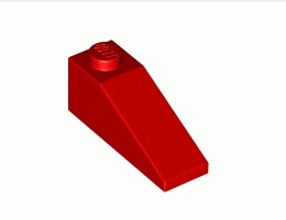 Покривна плочка 1X3/25°: {ярко червен}