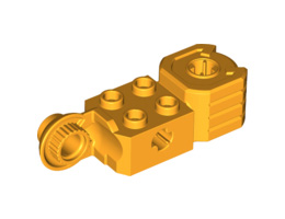 Technic, Brick Modified 2 x 2 with Axle Hole, Rotation Joint Ball Half (Vertical Side), Vertical Axle Hole End (Fist): {огнено жълто-оранжев}