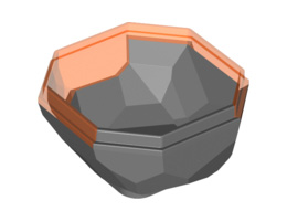 Rock Boulder, Bottom with Marbled Trans-Neon Orange Pattern: {тъмно каменно сив}