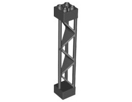 Support 2 x 2 x 10 Girder Triangular Vertical - Type 2 - Open Side Top, 1 Post & 1 Panel: {черен}