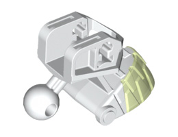 Bionicle Head Connector Block (Piraka) with Glow In Dark Teeth Pattern: {бял}