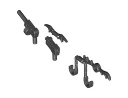 Minifigure, Utensil Handcuffs Batman Long (two clips with handgrip bar in middle): {черен}