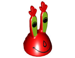 Minifigure, Head Modified Mr. Krabs Pattern: {ярко червен}