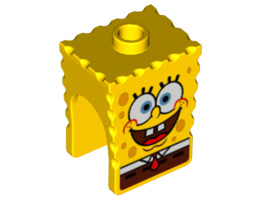 Minifigure, Head Modified SpongeBob SquarePants with Open Smile Pattern: {ярко жълт}