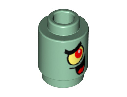 Brick, Round 1 x 1 Open Stud with SpongeBob Plankton Character Pattern: {пясъчно зелен}