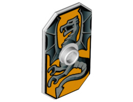 Minifigure, Shield Rectangular with Stud, Silver Dragon on Bright Light Orange Background Pattern: {светло каменно сив}
