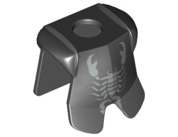 Minifigure, Armor Breastplate with Leg Protection, Vladek Scorpion Silver Pattern: {черен}