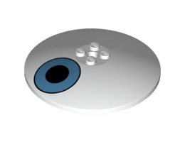Dish 8 x 8 Inverted (Radar) with Medium Blue Circle with Black Center Pattern: {бял}