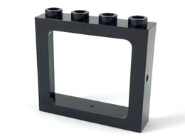 Window 1 x 4 x 3 Train - Hollow Studs: {черен}