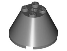 Cone 4 x 4 x 2 with Axle Hole : {тъмно каменно сив}
