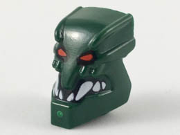 Minifigure, Head Modified Bionicle Piraka Zaktan with Eyes and Teeth Pattern: {земно зелен}