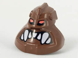 Minifigure, Head Modified Bionicle Piraka Avak with Eyes and Teeth Pattern: {червеникаво-кафяв}