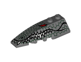 Wedge 6 x 2 Left with Reptile Skin, Red Eye, White Teeth Pattern: {тъмно кафяв}
