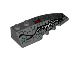 Wedge 6 x 2 Right with Reptile Skin, Red Eye, White Teeth Pattern: {тъмно каменно сив}