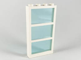 Window 1 x 4 x 6 Frame with 3 Panes, Fixed Glass with Trans-Light Blue Glass: {бял}