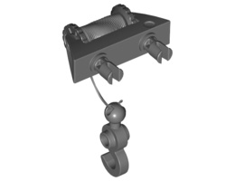 String Reel 1 x 4 x 2 Complete with String and Dark Bluish Gray Hook with Tow Ball: {тъмно каменно сив}